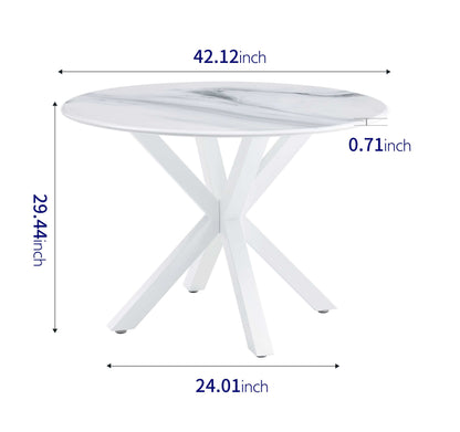 1st Choice Modern 5pc Pedestal Dining Set White Table Cross Leg