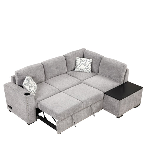 1st Choice Reversible Sectional Pull-Out Sofa Bed L-Shaped Corner Sofa Couch