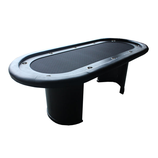 96' 10 Players Poker Table for Casino Game Texas Hold'em Black Waterproof Surface Wooden Texture Racetrack