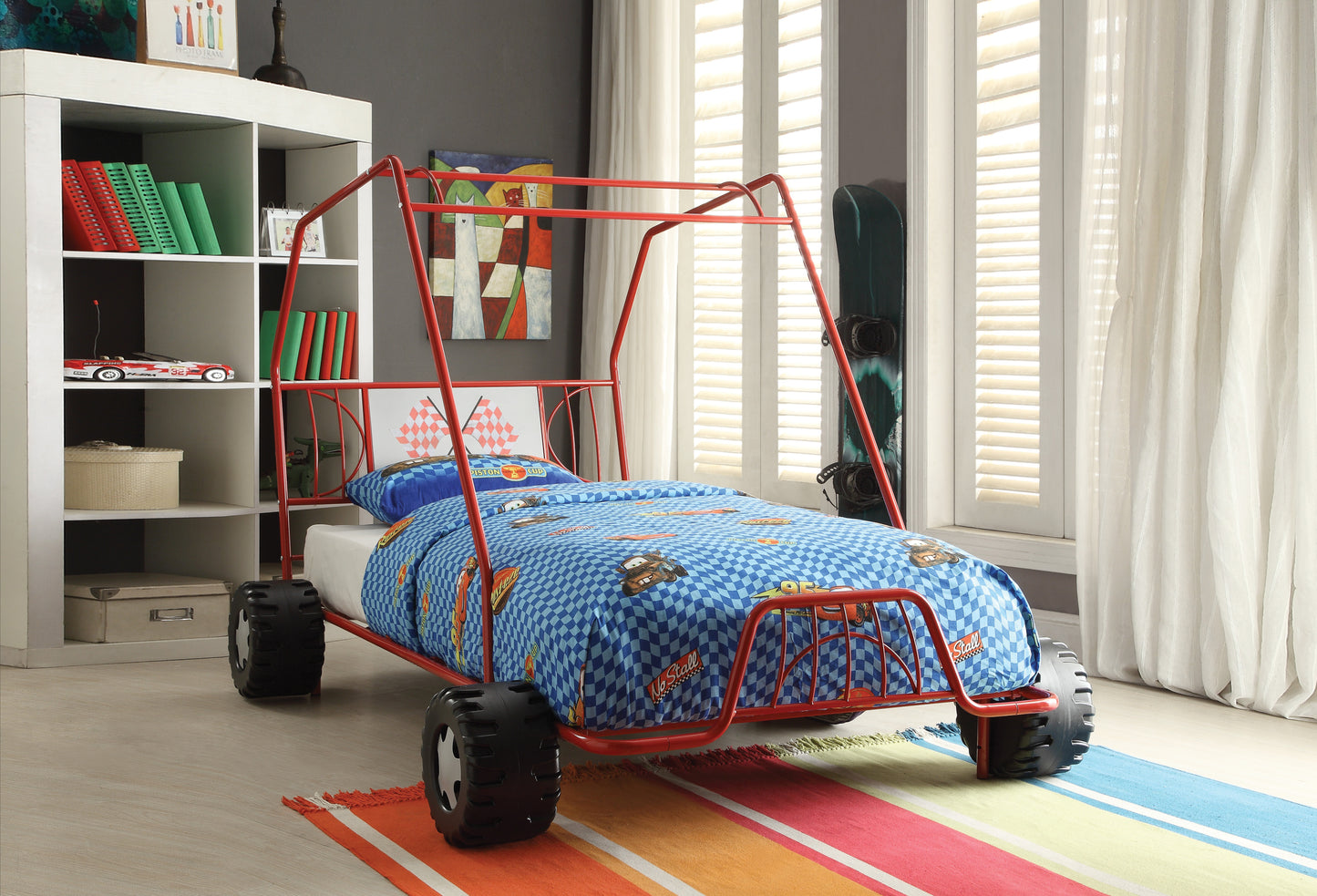 Xander Go Kart Red Finish Twin Bed