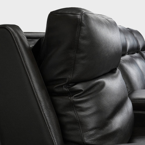 1st Choice Luxury Caleb Triple Power Sofa Top Grain Leather in Black