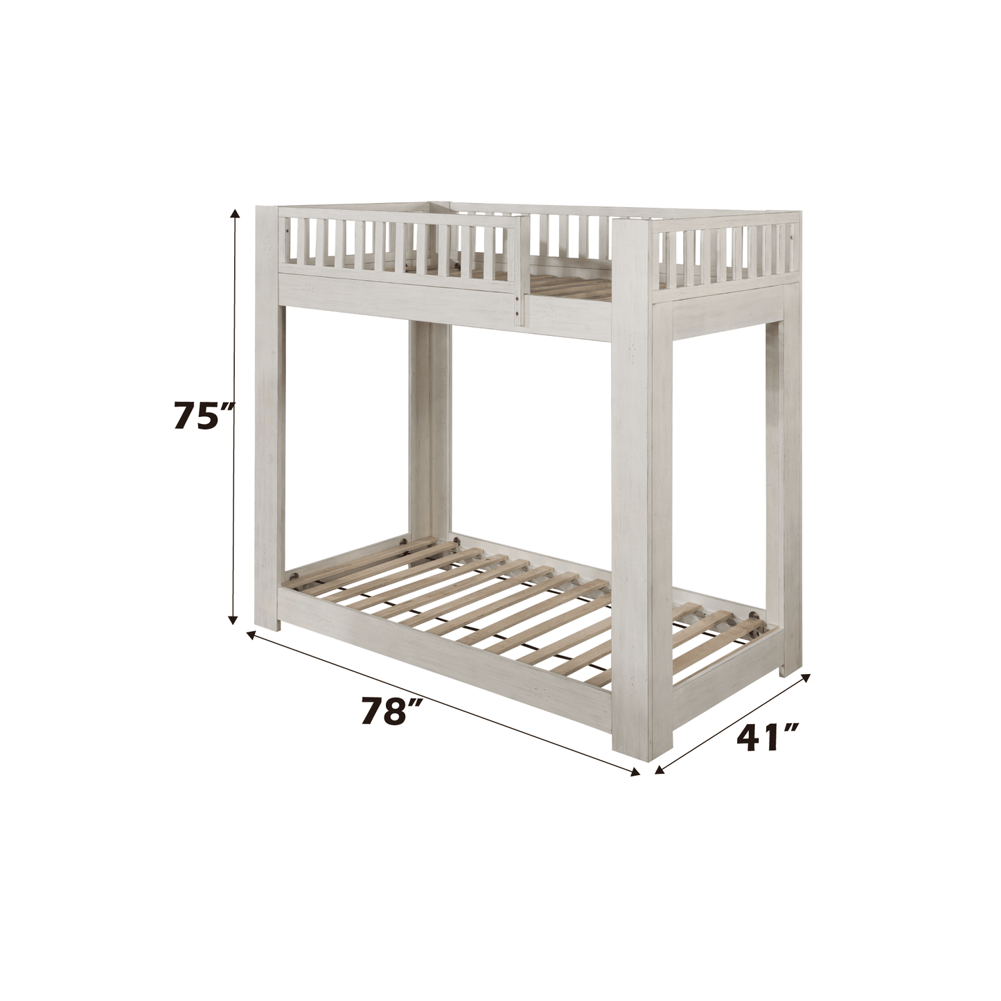 Cedro Weathered White Finish Twin/Twin Bunk Bed - 1st Choice Furniture Direct