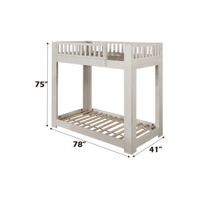 Cedro Weathered White Finish Twin/Twin Bunk Bed - 1st Choice Furniture Direct
