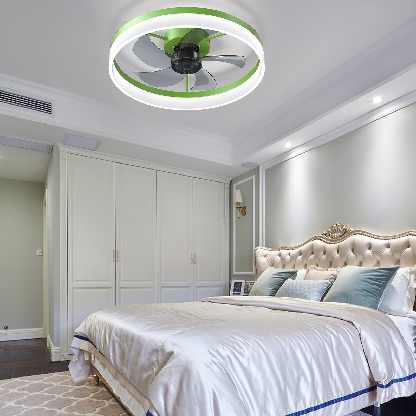Ceiling Fans with Lights Dimmable LED Embedded installation of thin modern ceiling fans(Green) - 1st Choice Furniture Direct