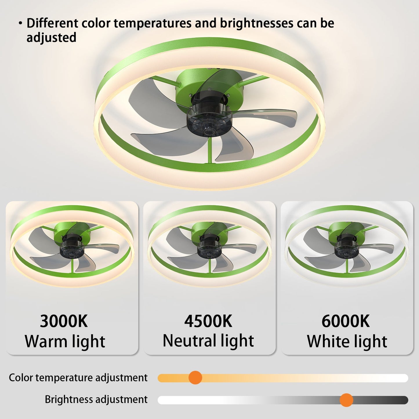 Ceiling Fans with Lights Dimmable LED Embedded installation of thin modern ceiling fans(Green) - 1st Choice Furniture Direct