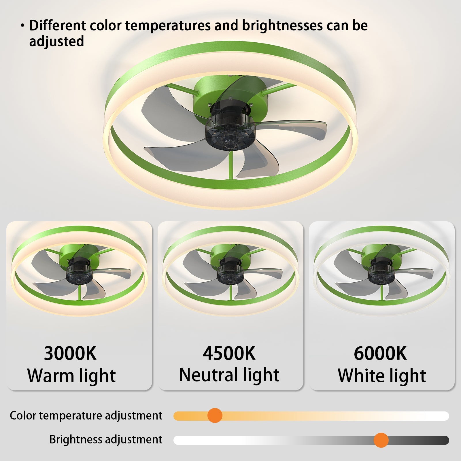 Ceiling Fans with Lights Dimmable LED Embedded installation of thin modern ceiling fans(Green) - 1st Choice Furniture Direct
