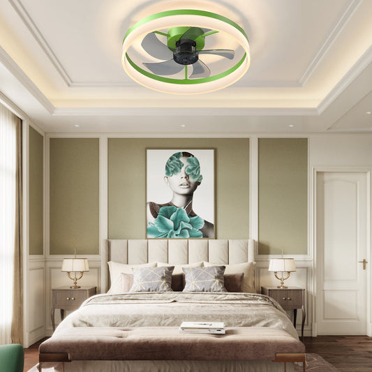 Ceiling Fans with Lights Dimmable LED Embedded installation of thin modern ceiling fans(Green) - 1st Choice Furniture Direct