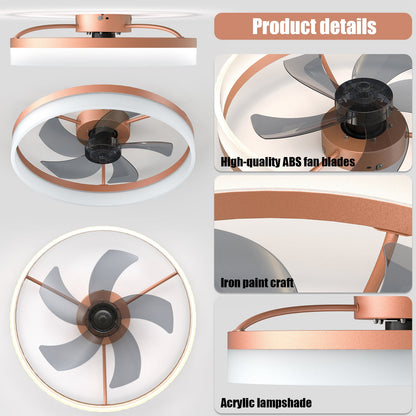 Ceiling Fans with Lights Dimmable LED Embedded installation of thin modern ceiling fans(Rose Gold) - 1st Choice Furniture Direct
