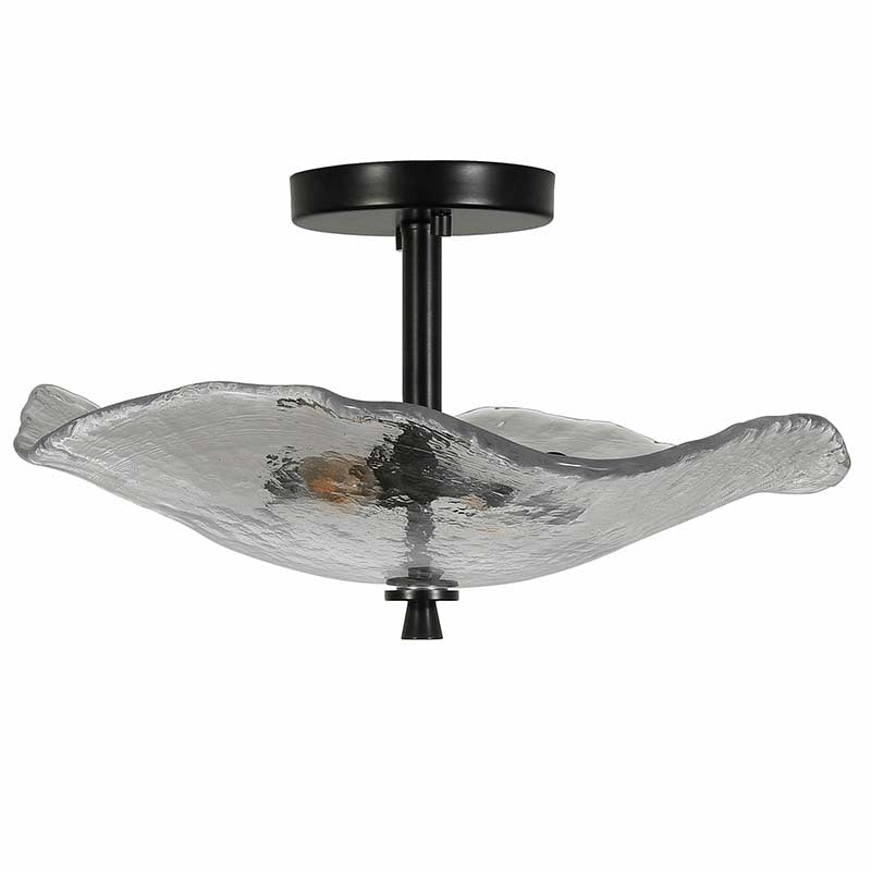 Ceiling Light Fixtures Flush Mount Indoor Outdoor Ceiling Light with Water Ripple Glass Shade for Hallway Kitchen Bedroom Porch Living Room(Black) - 1st Choice Furniture Direct