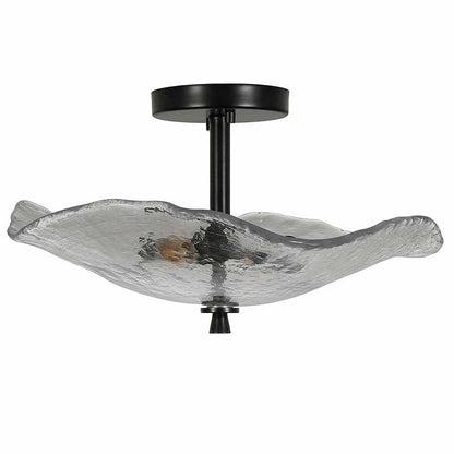 Ceiling Light Fixtures Flush Mount Indoor Outdoor Ceiling Light with Water Ripple Glass Shade for Hallway Kitchen Bedroom Porch Living Room(Black) - 1st Choice Furniture Direct