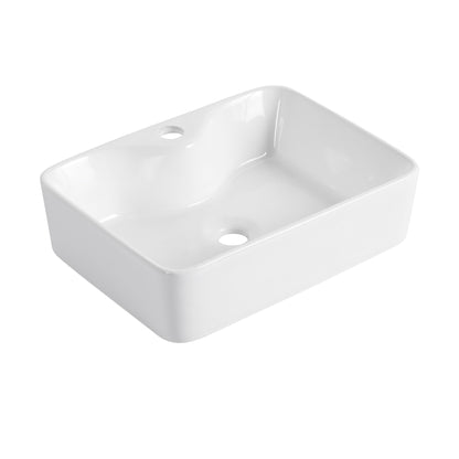 Ceramic Rectangular Above Counter White Bathroom Sink Art Basin (BAB111MOWH) - 1st Choice Furniture Direct