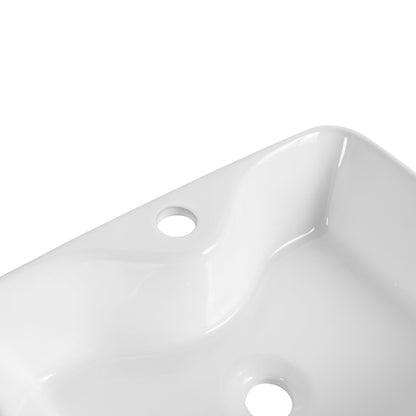 Ceramic Rectangular Above Counter White Bathroom Sink Art Basin (BAB111MOWH) - 1st Choice Furniture Direct