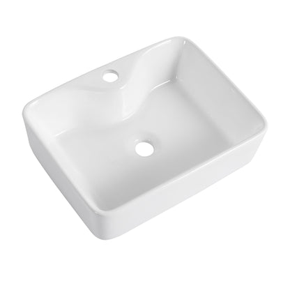 Ceramic Rectangular Above Counter White Bathroom Sink Art Basin (BAB111MOWH) - 1st Choice Furniture Direct