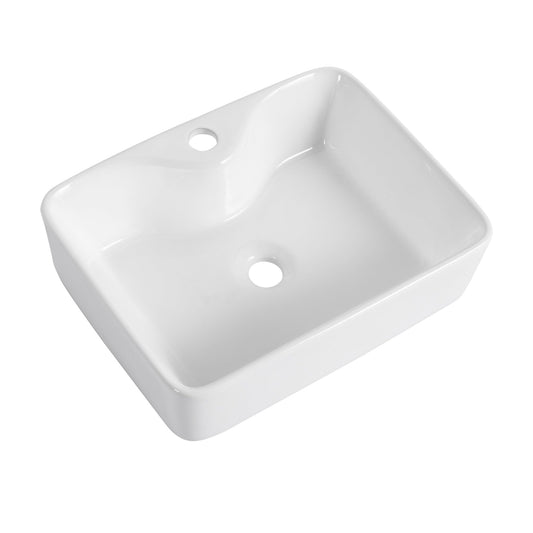 Ceramic Rectangular Above Counter White Bathroom Sink Art Basin (BAB111MOWH) - 1st Choice Furniture Direct