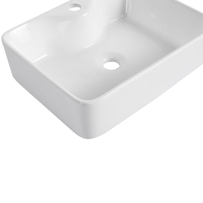 Ceramic Rectangular Above Counter White Bathroom Sink Art Basin (BAB111MOWH) - 1st Choice Furniture Direct