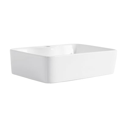 Ceramic Rectangular Above Counter White Bathroom Sink Art Basin (BAB111MOWH) - 1st Choice Furniture Direct