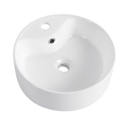 Ceramic Rotundity Above Counter White Bathroom Sink Art Basin (BAB3098MOWH) - 1st Choice Furniture Direct