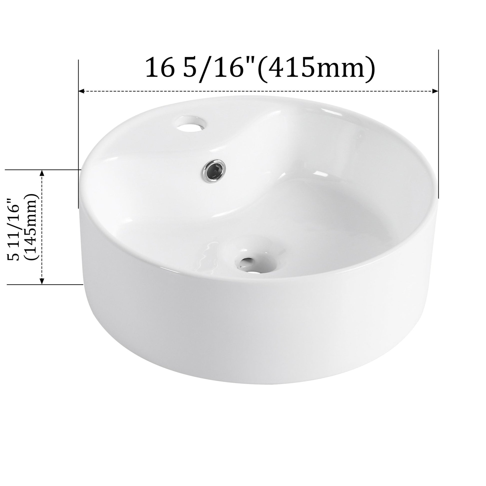 Ceramic Rotundity Above Counter White Bathroom Sink Art Basin (BAB3098MOWH) - 1st Choice Furniture Direct