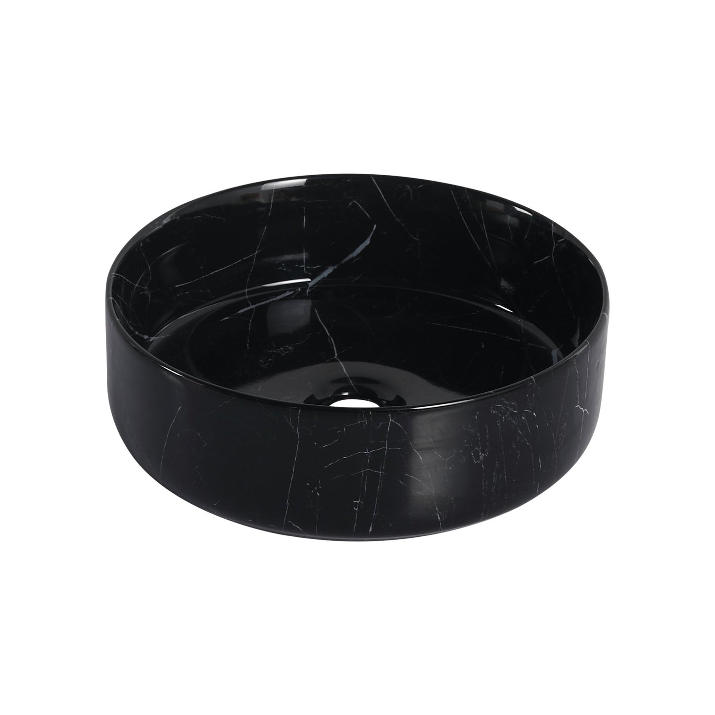 Ceramic Round Above Counter Bathroom Sink Art Basin, Black Background With White Patterns (BAA0014012RR) - 1st Choice Furniture Direct