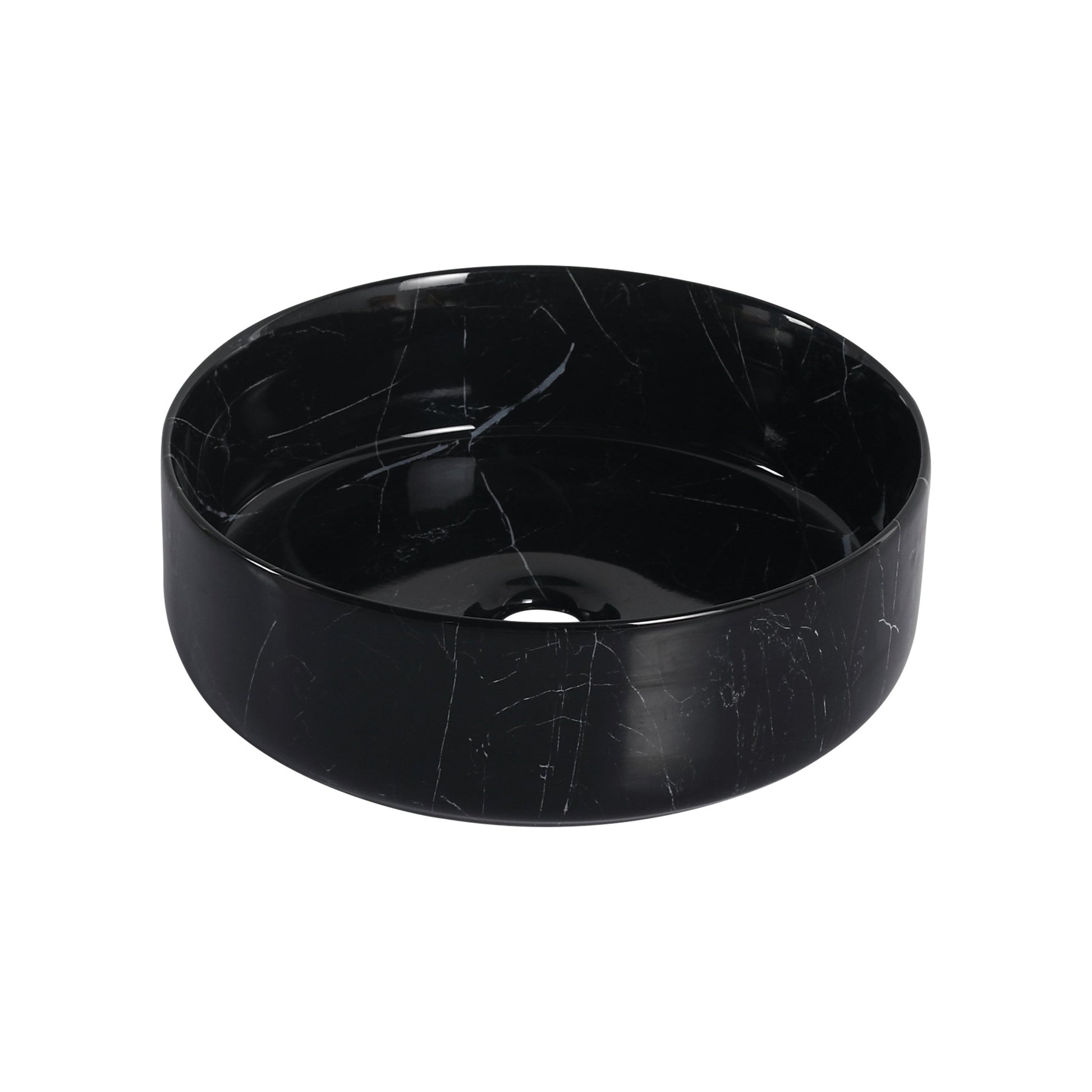 Ceramic Round Above Counter Bathroom Sink Art Basin, Black Background With White Patterns (BAA0014012RR) - 1st Choice Furniture Direct