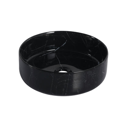 Ceramic Round Above Counter Bathroom Sink Art Basin, Black Background With White Patterns (BAA0014012RR) - 1st Choice Furniture Direct