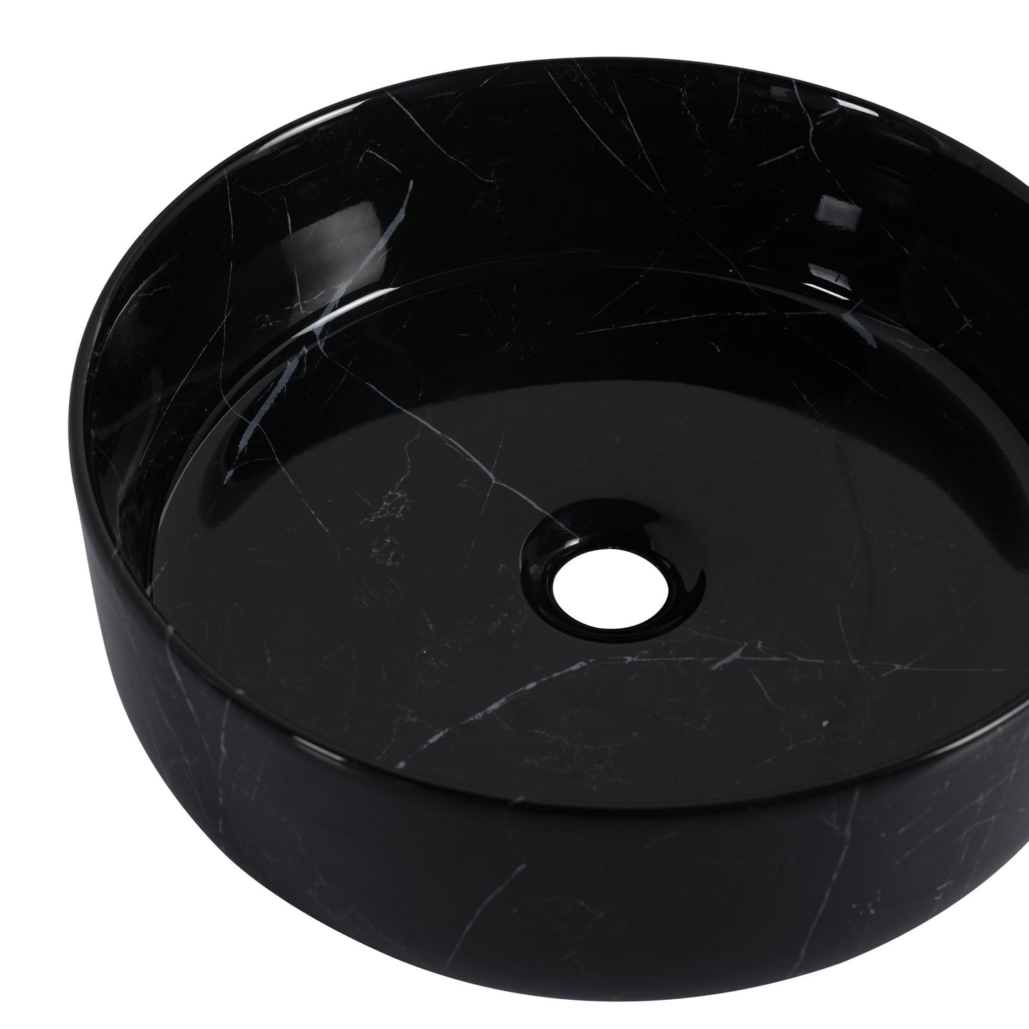 Ceramic Round Above Counter Bathroom Sink Art Basin, Black Background With White Patterns (BAA0014012RR) - 1st Choice Furniture Direct