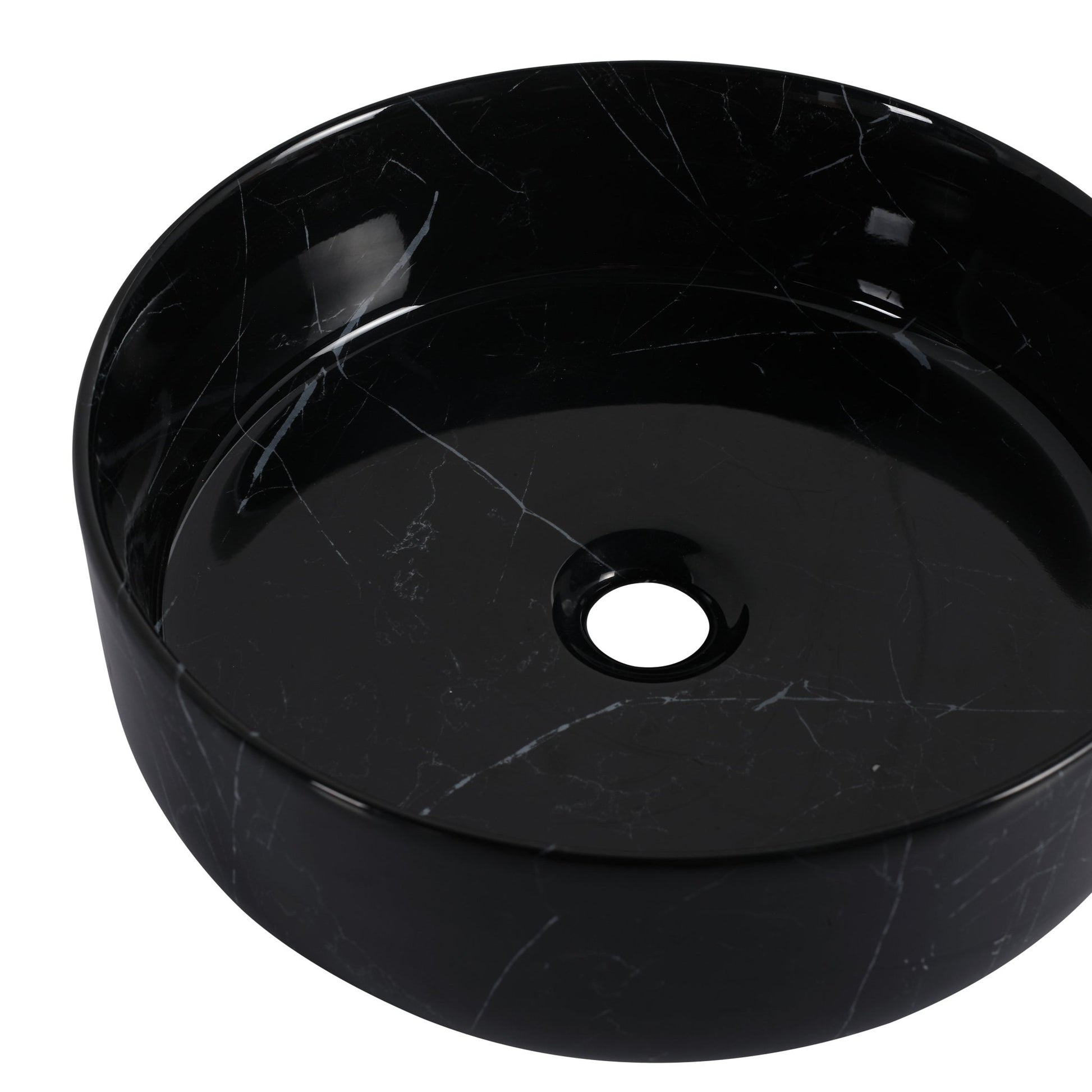 Ceramic Round Above Counter Bathroom Sink Art Basin, Black Background With White Patterns (BAA0014012RR) - 1st Choice Furniture Direct