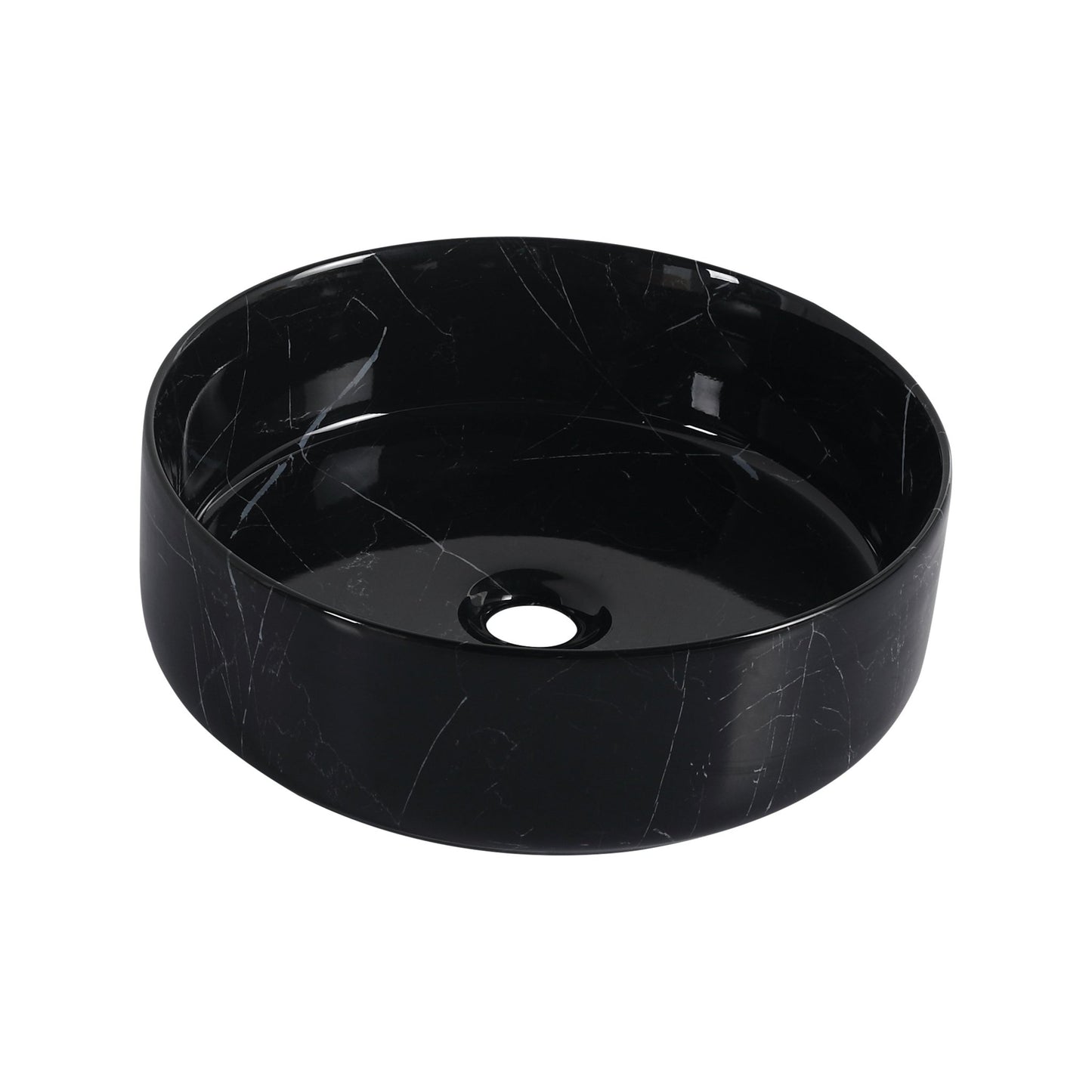 Ceramic Round Above Counter Bathroom Sink Art Basin, Black Background With White Patterns (BAA0014012RR) - 1st Choice Furniture Direct