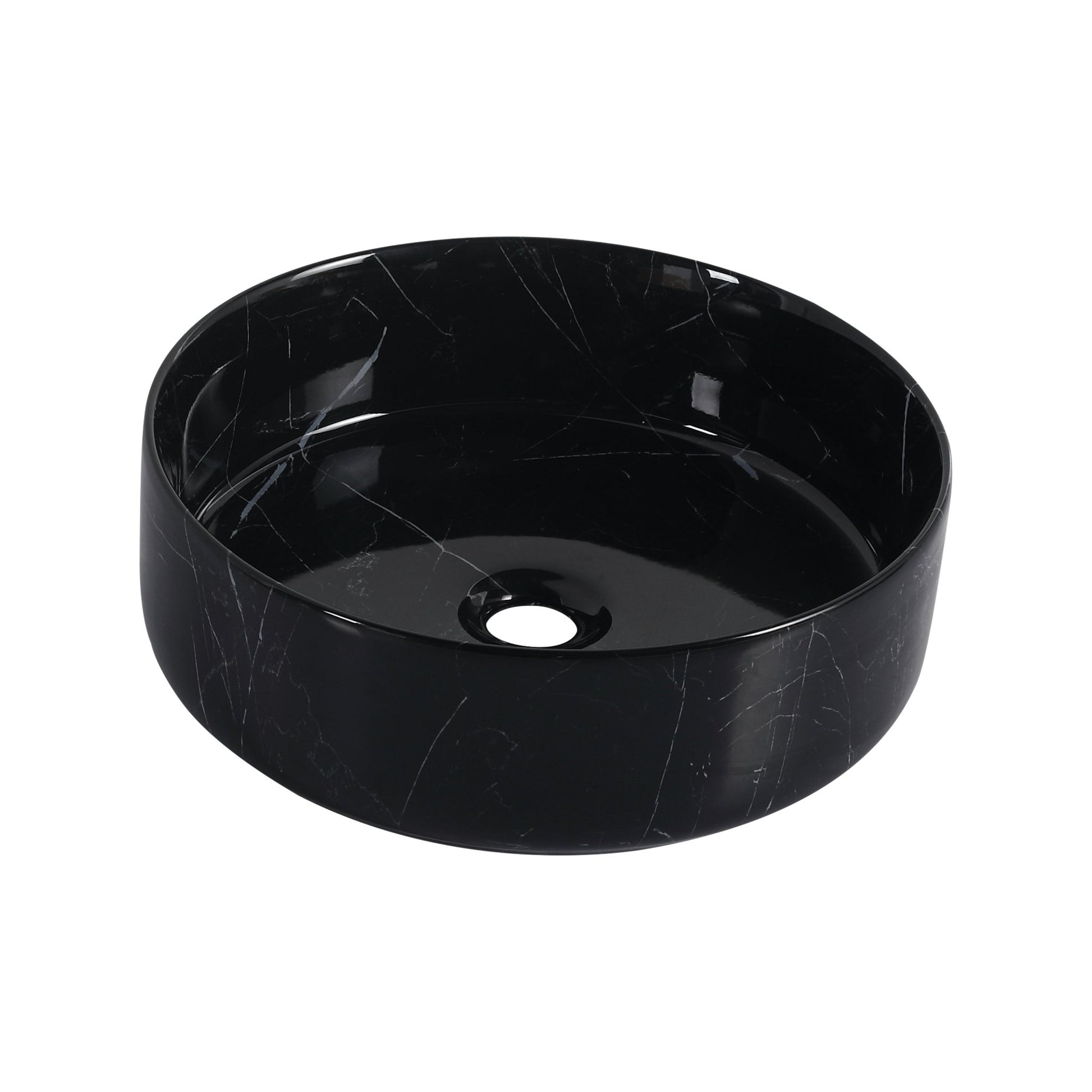 Ceramic Round Above Counter Bathroom Sink Art Basin, Black Background With White Patterns (BAA0014012RR) - 1st Choice Furniture Direct