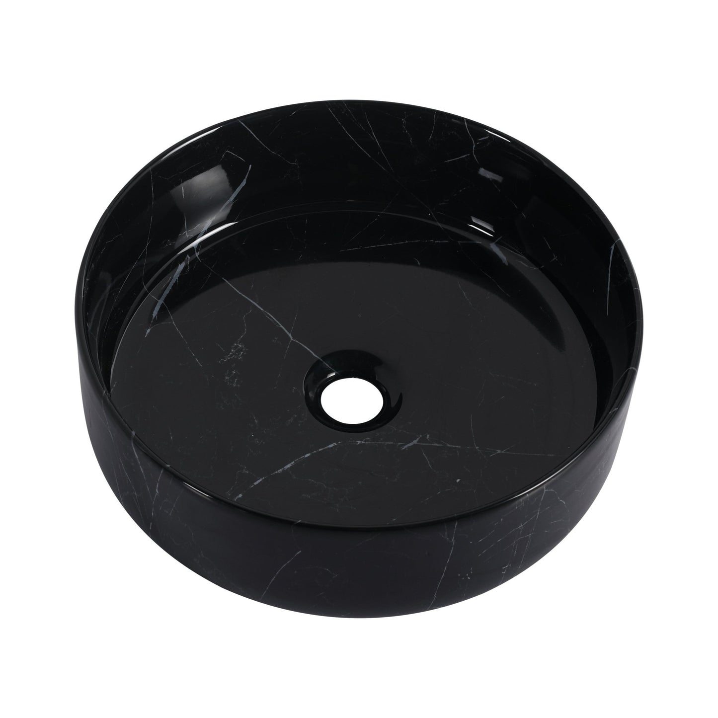 Ceramic Round Above Counter Bathroom Sink Art Basin, Black Background With White Patterns (BAA0014012RR) - 1st Choice Furniture Direct