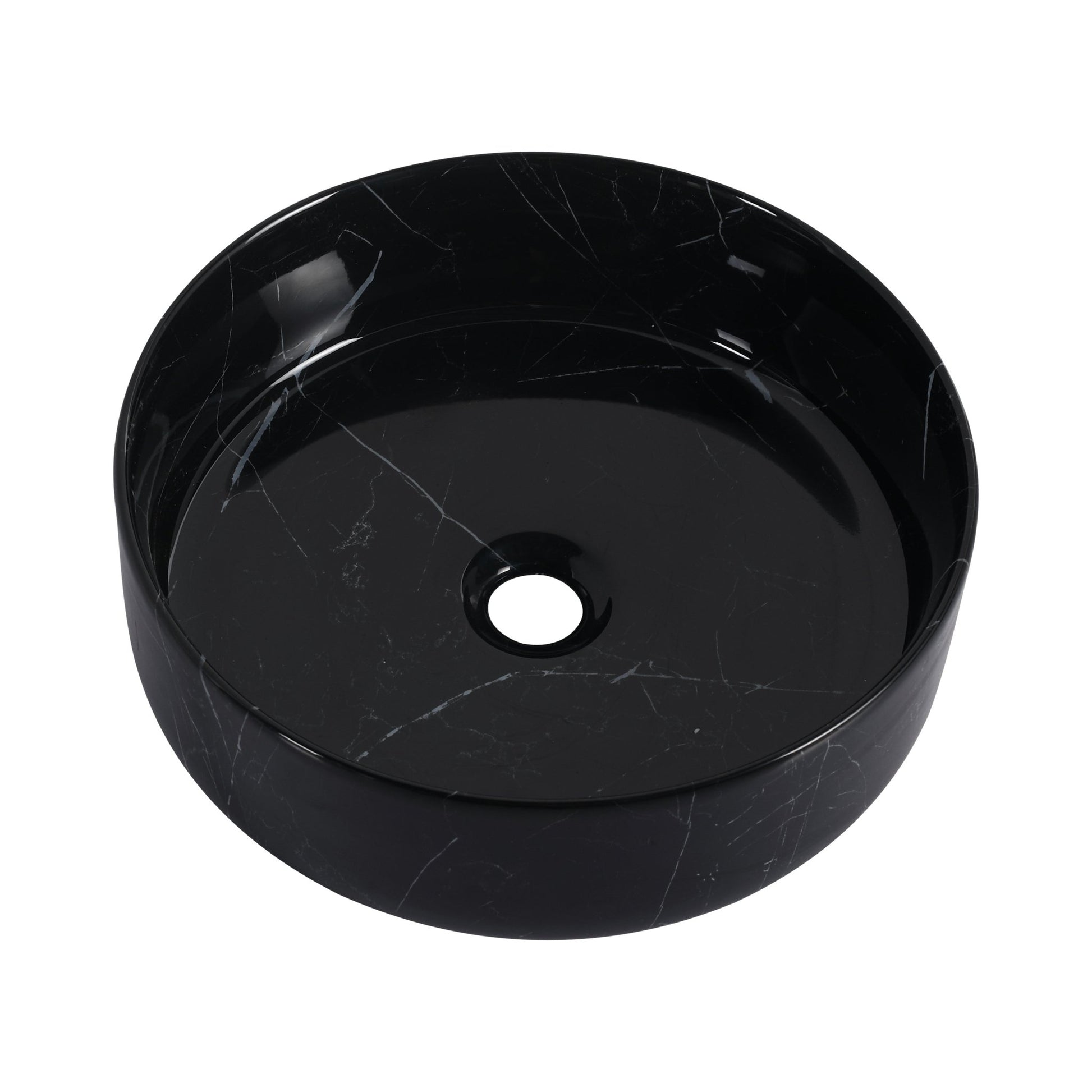 Ceramic Round Above Counter Bathroom Sink Art Basin, Black Background With White Patterns (BAA0014012RR) - 1st Choice Furniture Direct