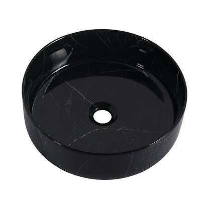 Ceramic Round Above Counter Bathroom Sink Art Basin, Black Background With White Patterns (BAA0014012RR) - 1st Choice Furniture Direct