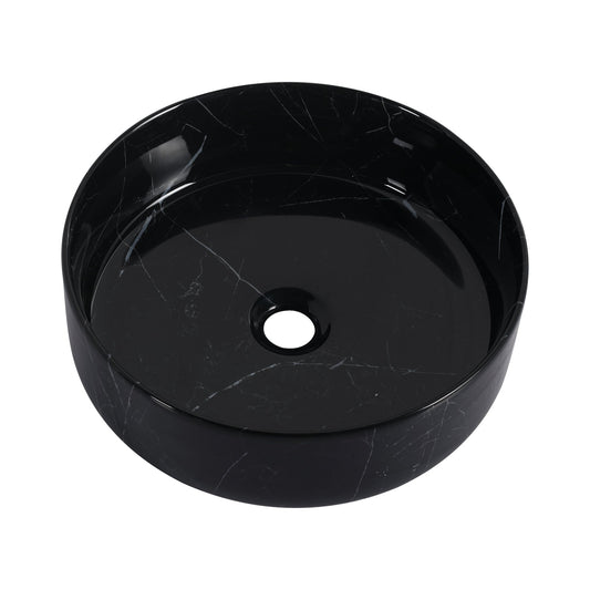 Ceramic Round Above Counter Bathroom Sink Art Basin, Black Background With White Patterns (BAA0014012RR) - 1st Choice Furniture Direct
