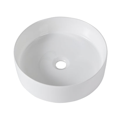 Ceramic Round Above Counter White Bathroom Sink Art Basin(BAB400MOWH) - 1st Choice Furniture Direct