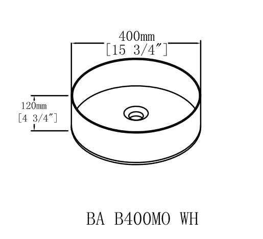 Ceramic Round Above Counter White Bathroom Sink Art Basin(BAB400MOWH) - 1st Choice Furniture Direct