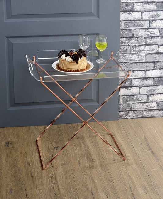 Cercie Clear Acrylic & Copper Finish Tray Table - 1st Choice Furniture Direct