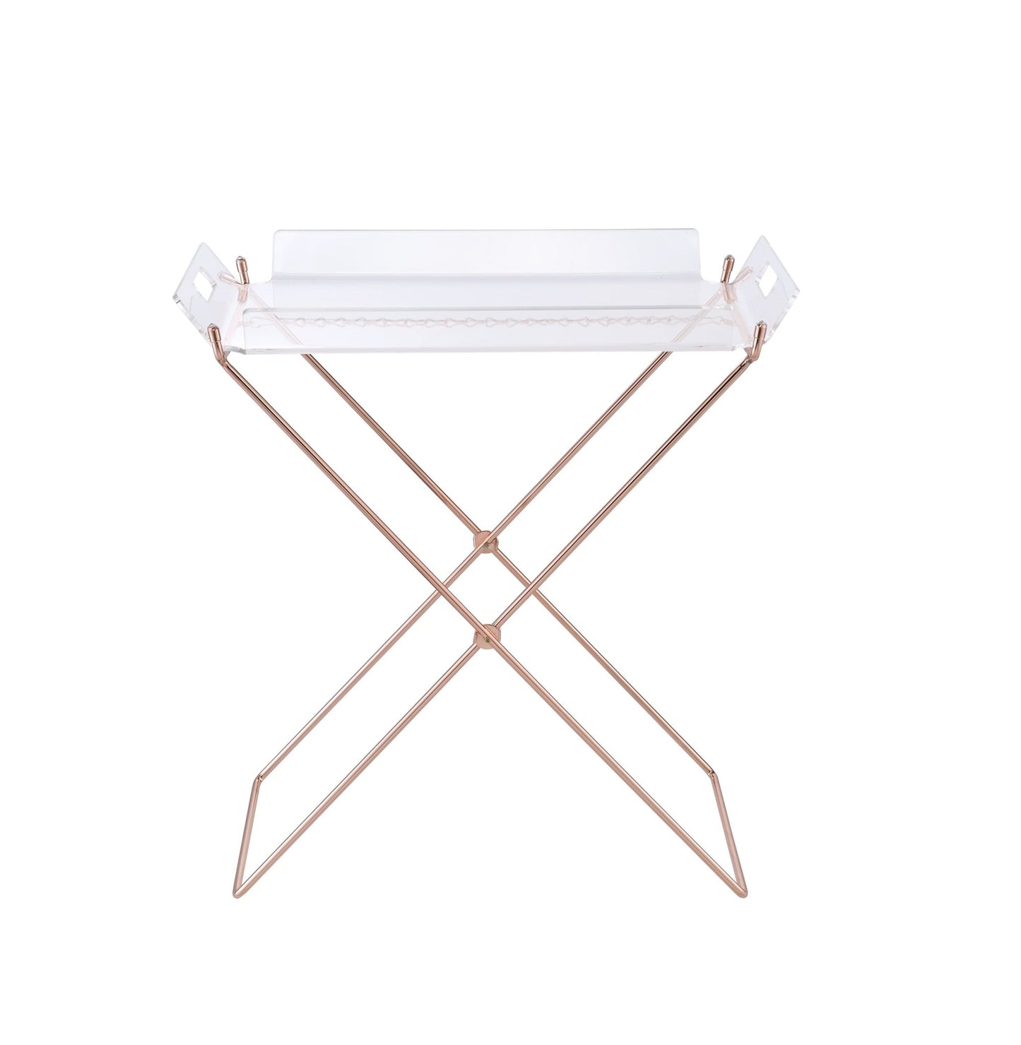 Cercie Clear Acrylic & Copper Finish Tray Table - 1st Choice Furniture Direct