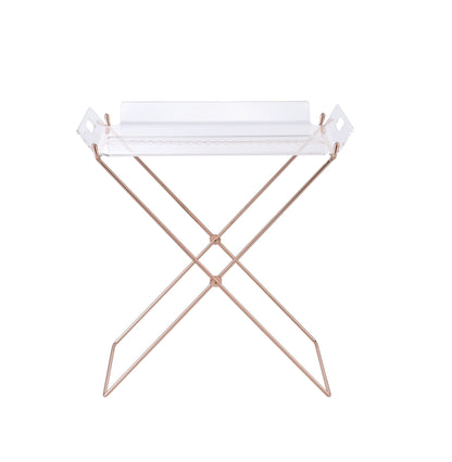 Cercie Clear Acrylic & Copper Finish Tray Table - 1st Choice Furniture Direct
