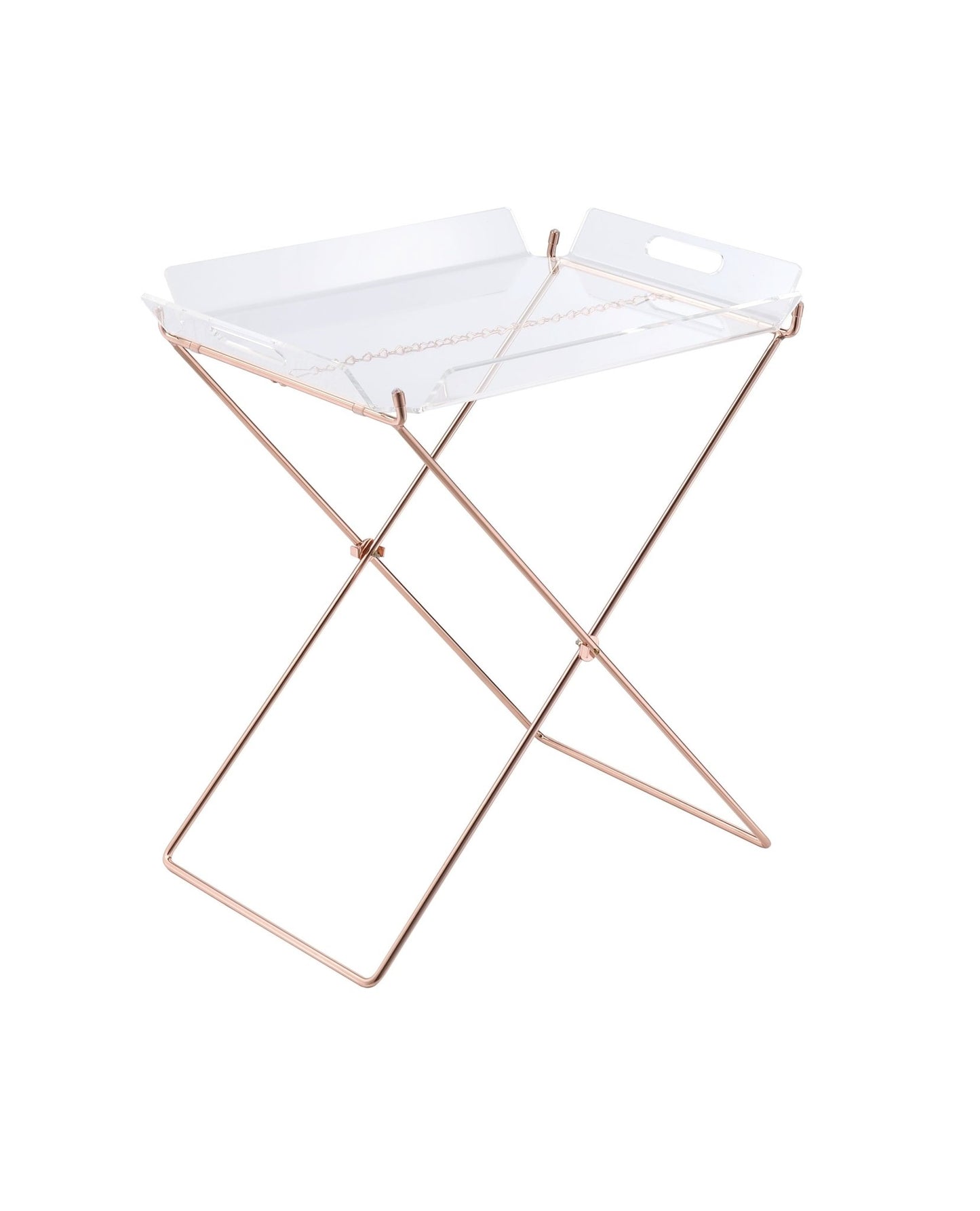 Cercie Clear Acrylic & Copper Finish Tray Table - 1st Choice Furniture Direct