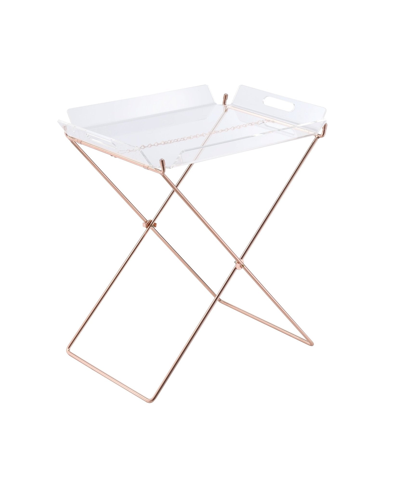 Cercie Clear Acrylic & Copper Finish Tray Table - 1st Choice Furniture Direct