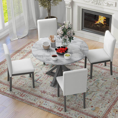 1st Choice 5-Piece Style Dining Table Set with 4 Upholstered Chairs