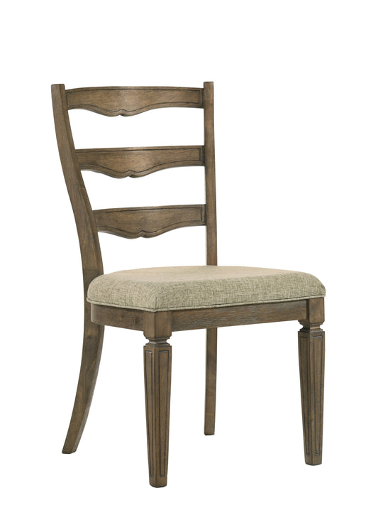Oak Dining Chair with Upholstered Seat and Fluted Wood Details
