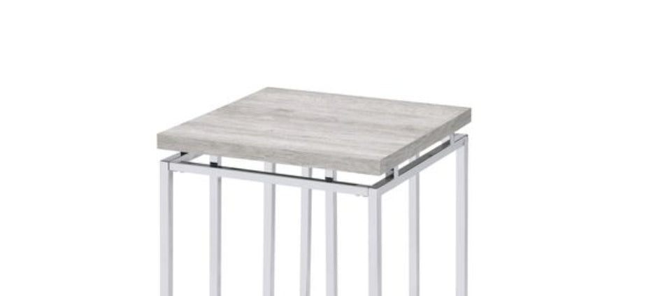 Chafik Natural Oak & Chrome Finish End Table - 1st Choice Furniture Direct