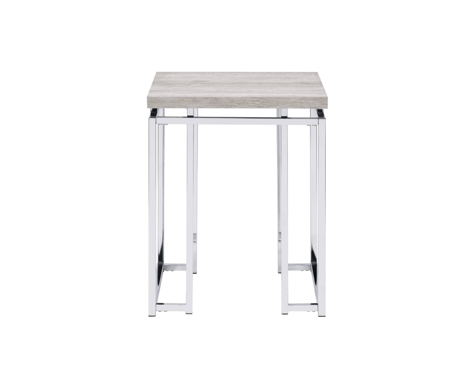 Chafik Natural Oak & Chrome Finish End Table - 1st Choice Furniture Direct