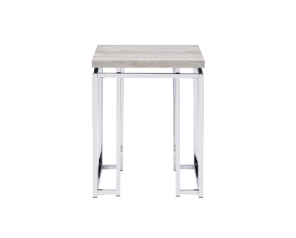 Chafik Natural Oak & Chrome Finish End Table - 1st Choice Furniture Direct