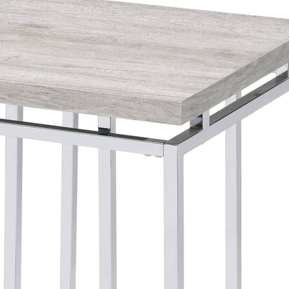 Chafik Natural Oak & Chrome Finish End Table - 1st Choice Furniture Direct