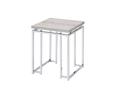 Chafik Natural Oak & Chrome Finish End Table - 1st Choice Furniture Direct