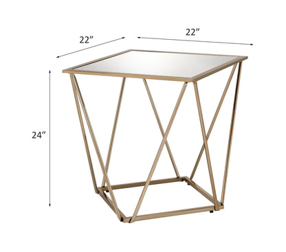 Champagne Gold Mirrored End Table | Modern Glam Accent Table - 1st Choice Furniture Direct