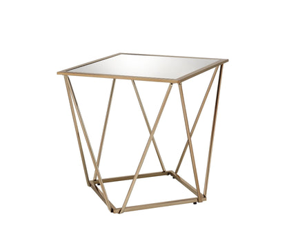 Champagne Gold Mirrored End Table | Modern Glam Accent Table - 1st Choice Furniture Direct