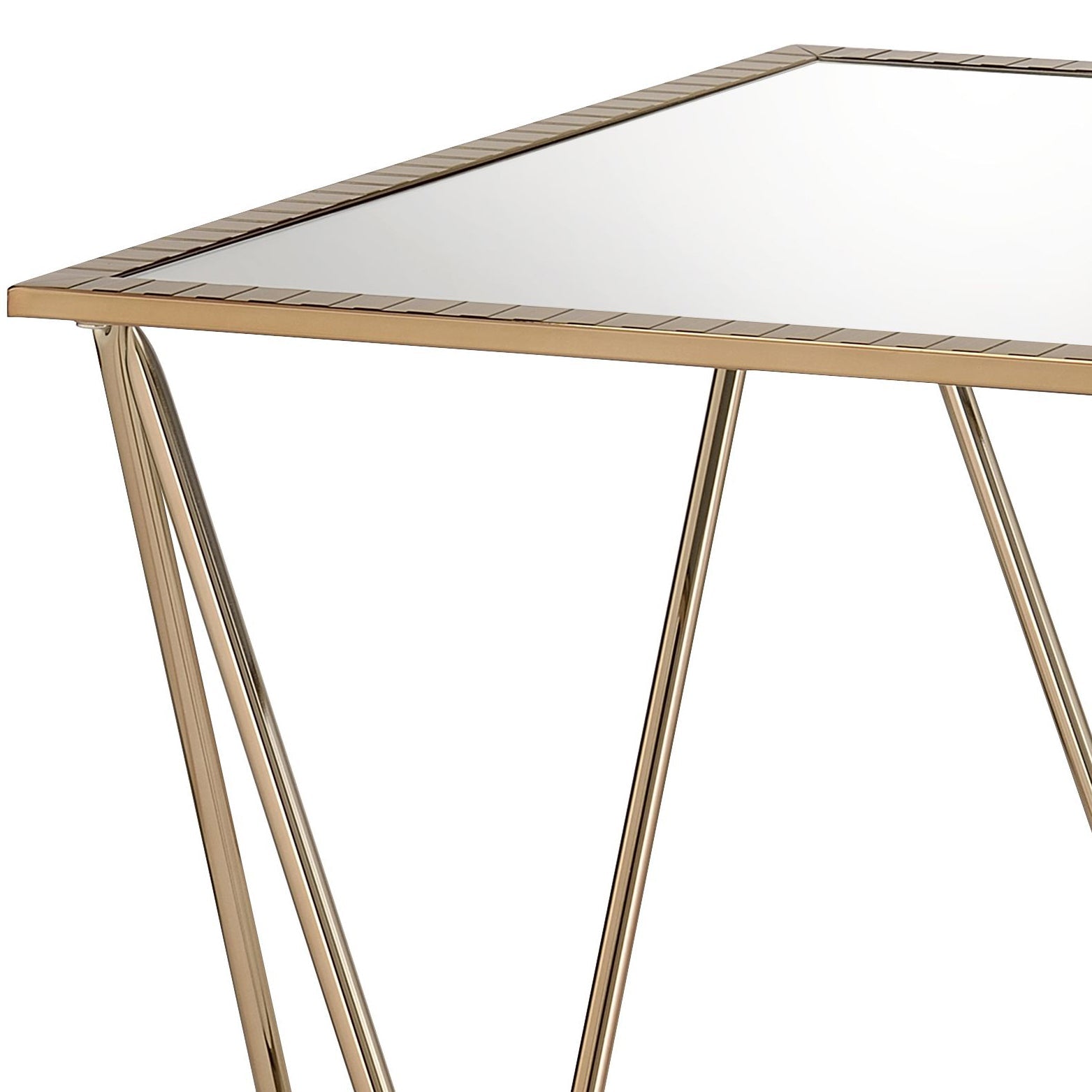 Champagne Gold Mirrored End Table | Modern Glam Accent Table - 1st Choice Furniture Direct